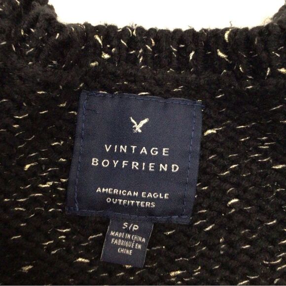 AEO vintage boyfriend black gold knit American eagle outfitters sweater in small - Picture 2 of 11